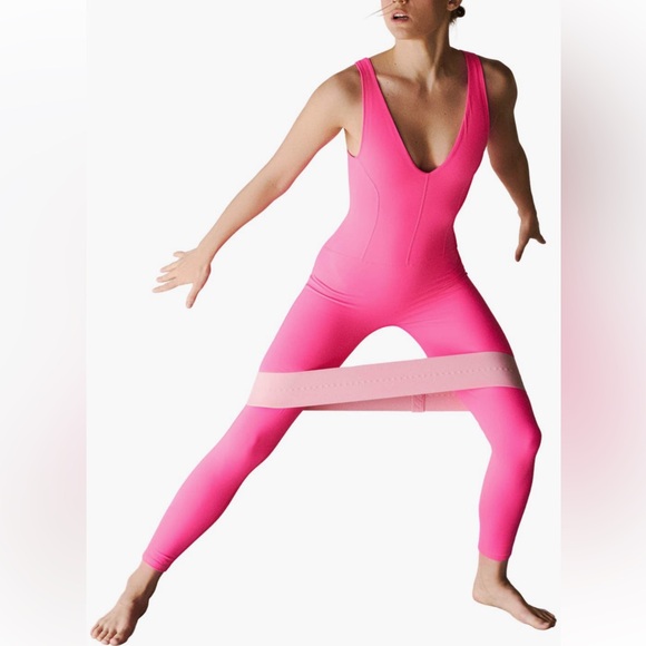 NWOT FP Movement Never Better Strappy Back Jumpsuit | Hot Pink - Picture 4 of 4